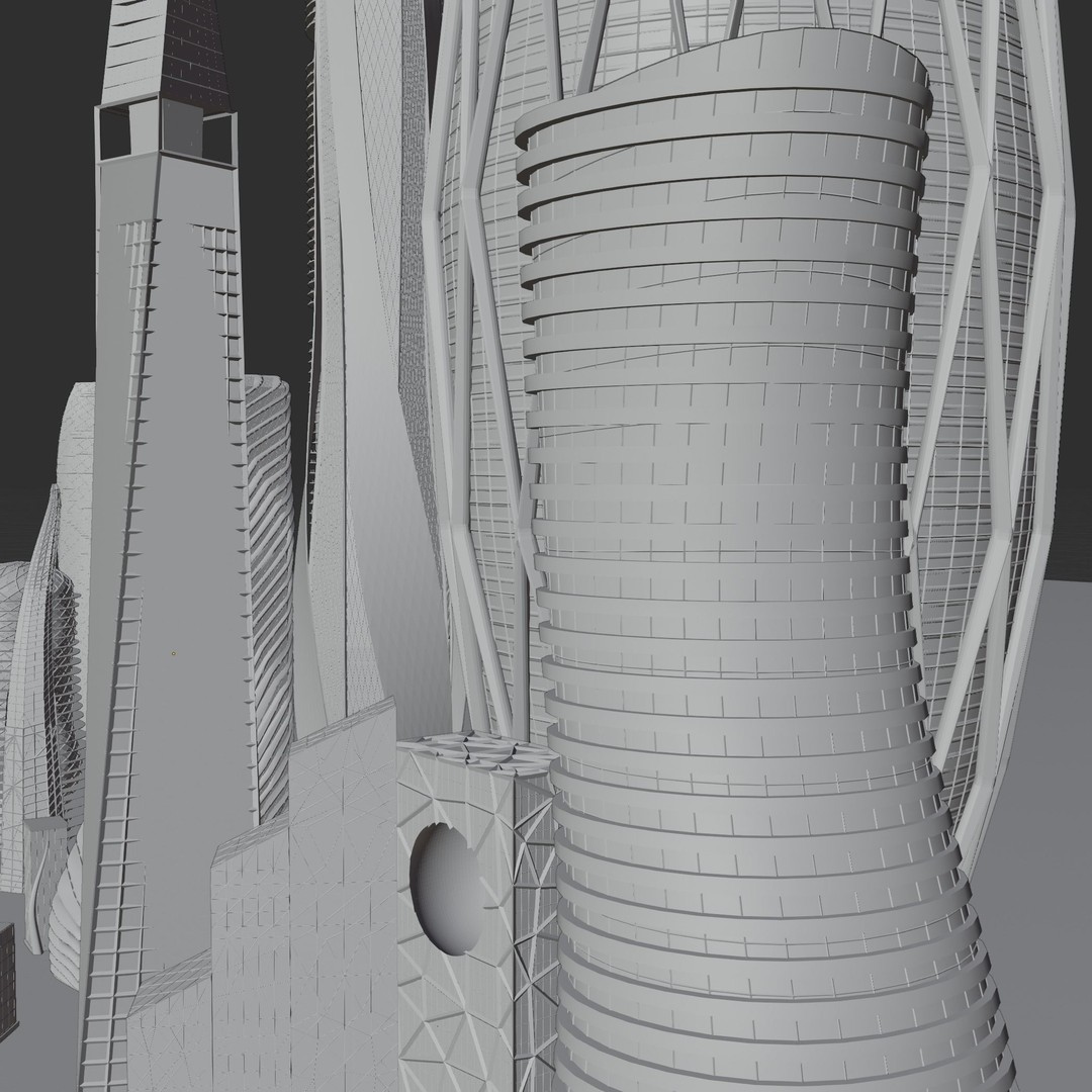 Futuristic City 3D Model – High Poly Architectural Asset, FBX, OBJ - View 18