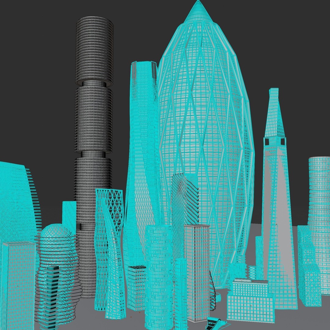 Futuristic City 3D Model – High Poly Architectural Asset, FBX, OBJ - View 19