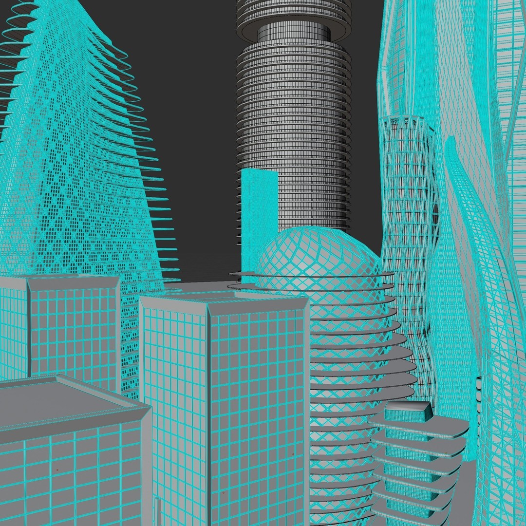 Futuristic City 3D Model – High Poly Architectural Asset, FBX, OBJ - View 20