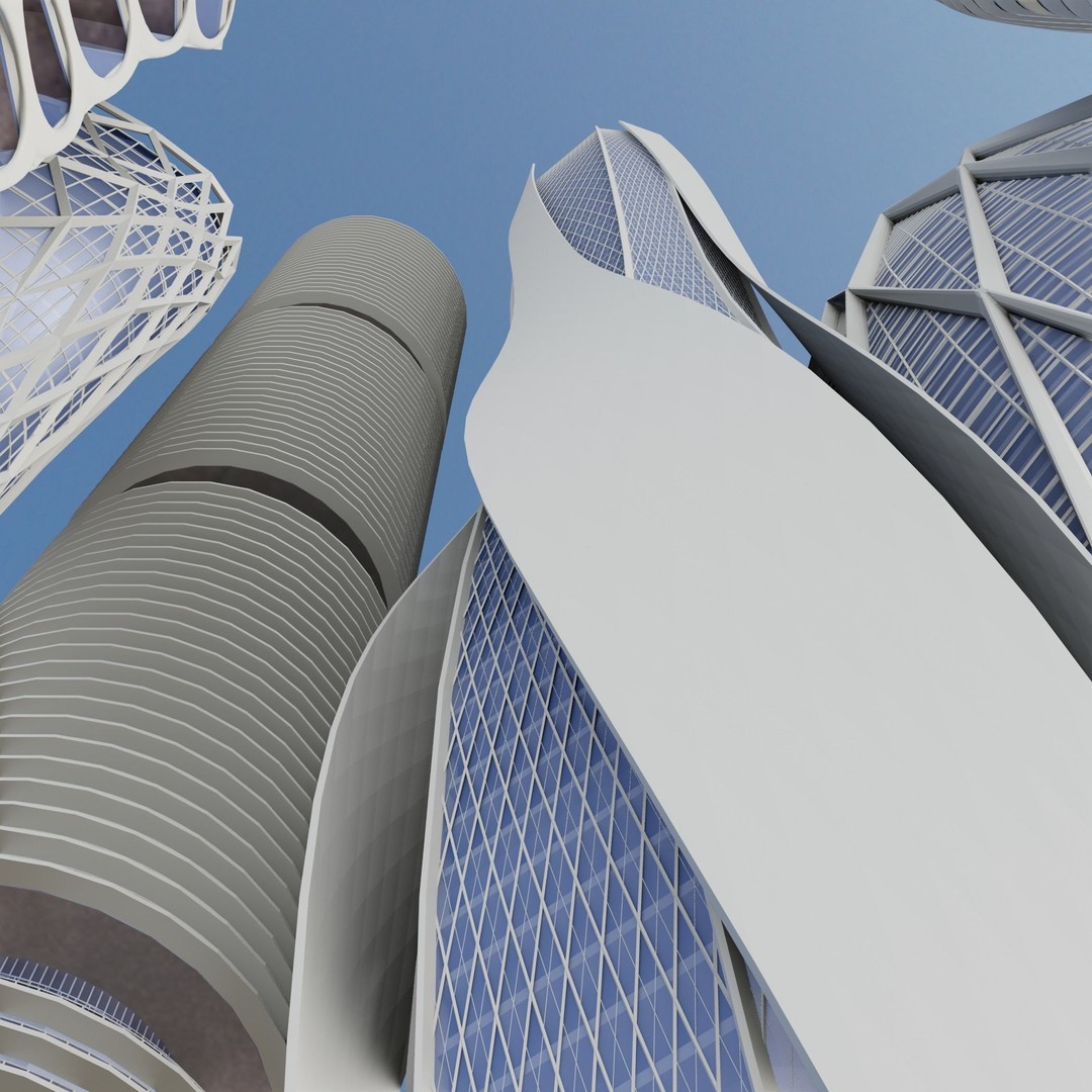 Futuristic City 3D Model – High Poly Architectural Asset, FBX, OBJ - View 8