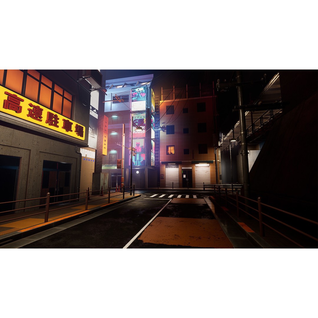 Tokyo Street 3D Model – Low Poly Urban Environment, FBX, PBR - View 15