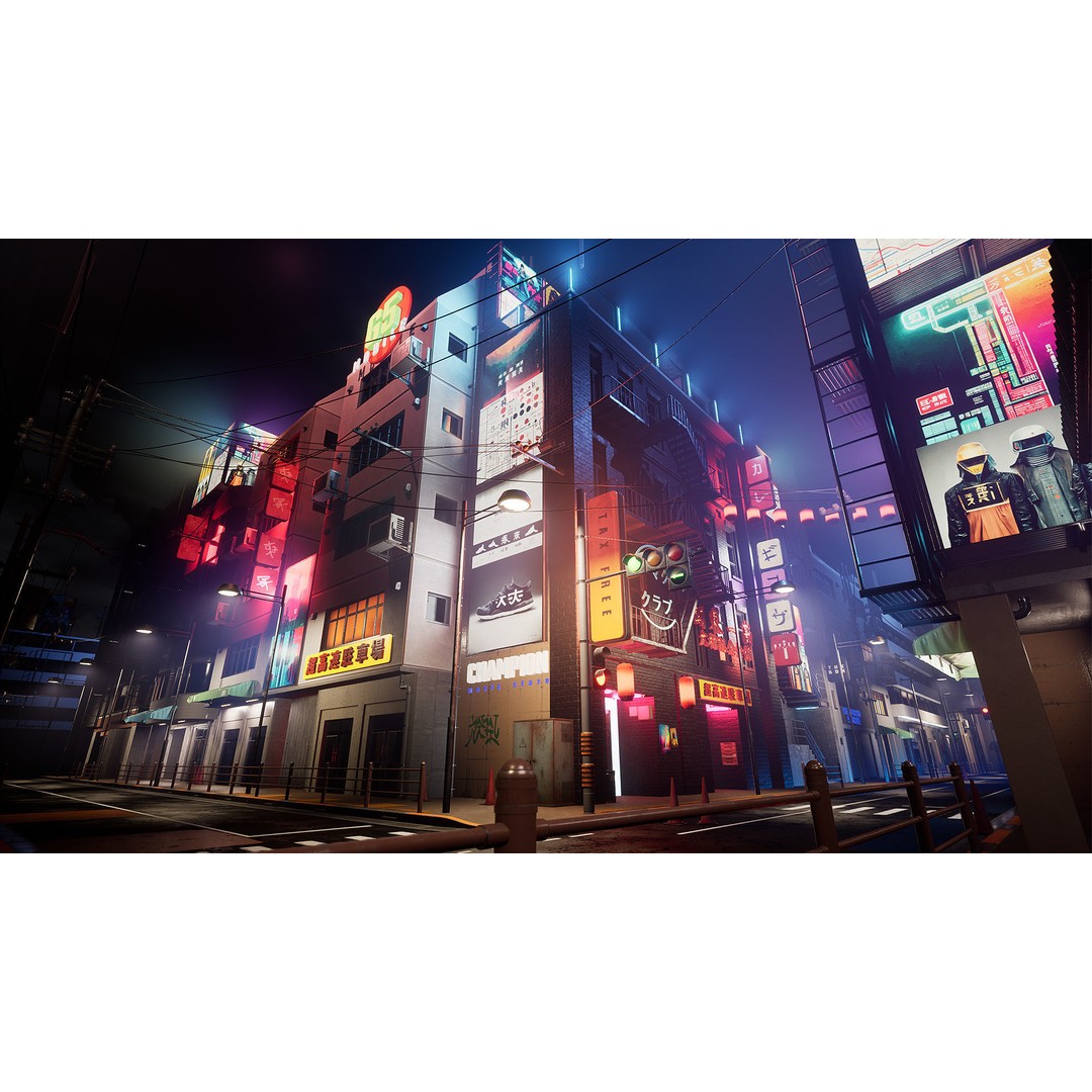 Tokyo Street 3D Model – Low Poly Urban Environment, FBX, PBR - View 16