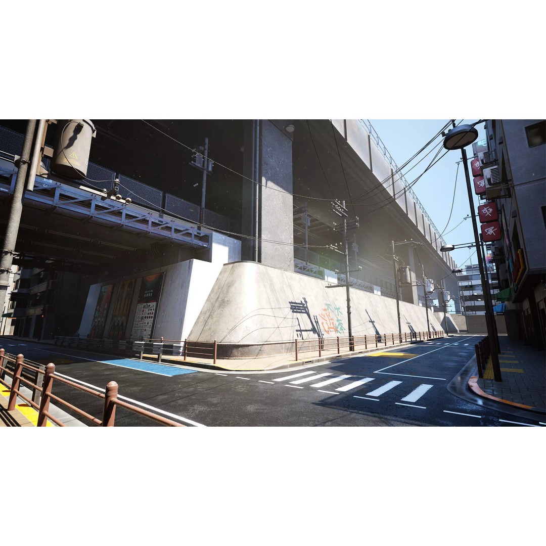 Tokyo Street 3D Model – Low Poly Urban Environment, FBX, PBR - View 2