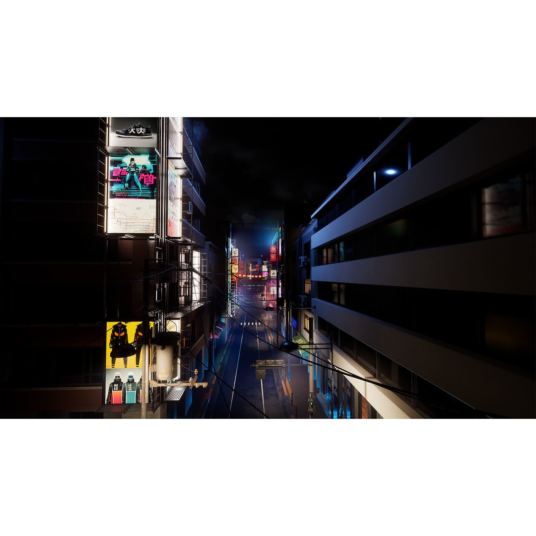 Tokyo Street 3D Model – Low Poly Urban Environment, FBX, PBR - View 4