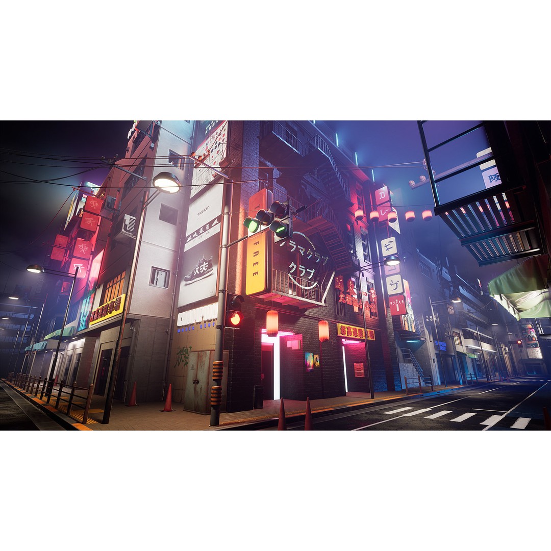 Tokyo Street 3D Model – Low Poly Urban Environment, FBX, PBR - View 7