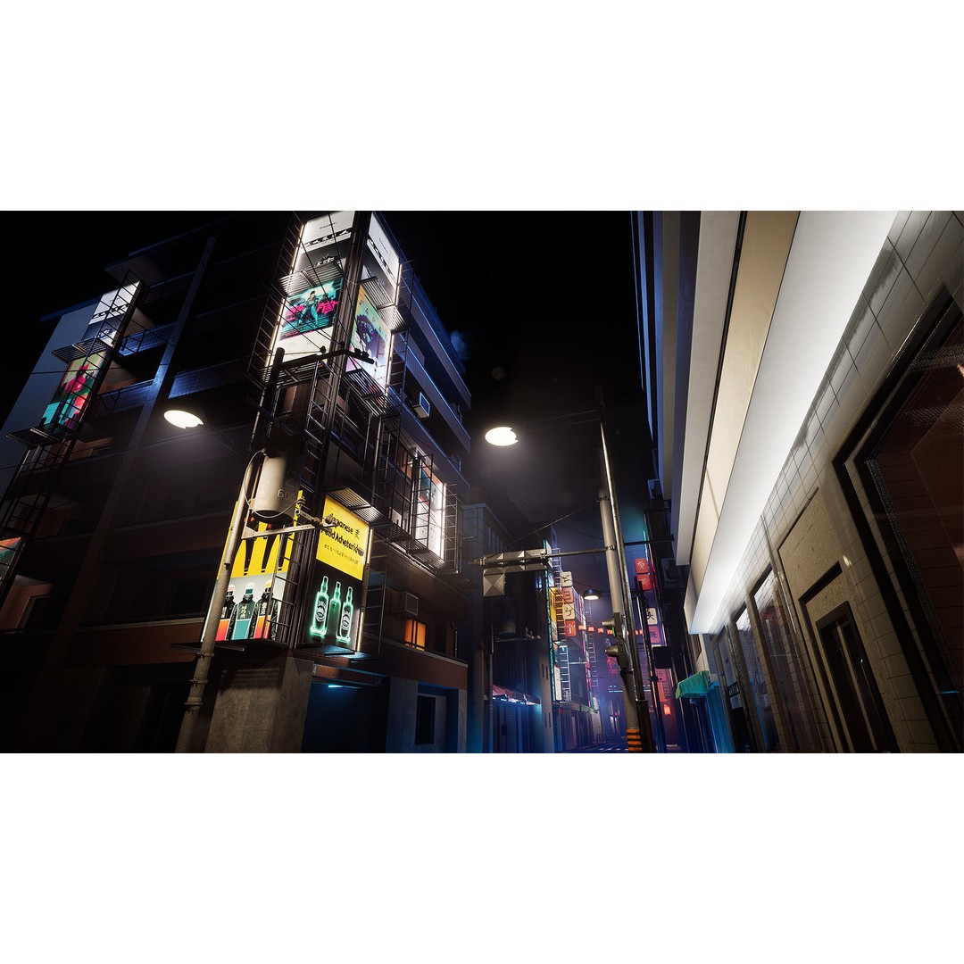 Tokyo Street 3D Model – Low Poly Urban Environment, FBX, PBR - View 8