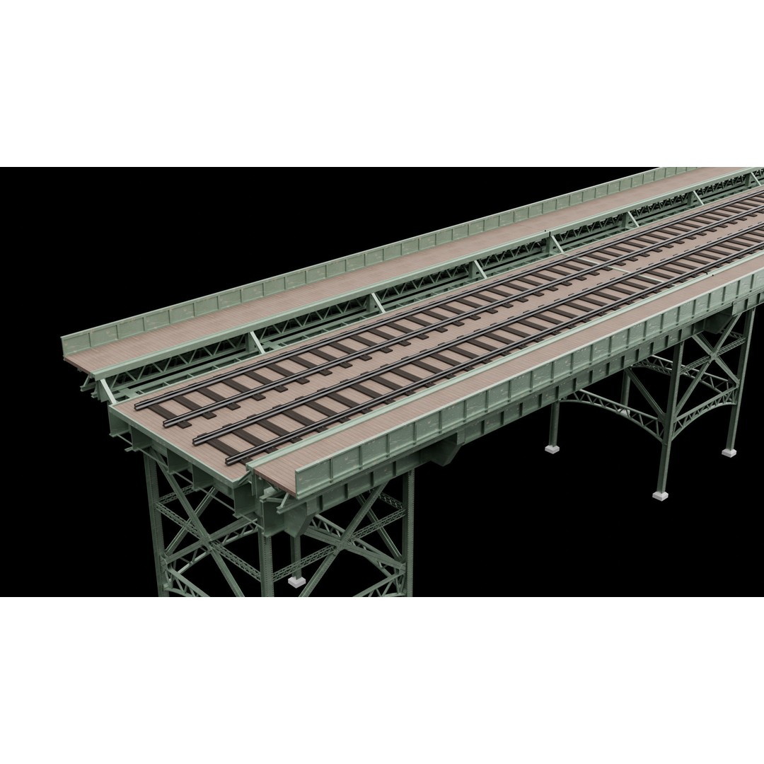 Modular Steel Bridge 3D Model – Game Ready, Blender, FBX Formats - View 5