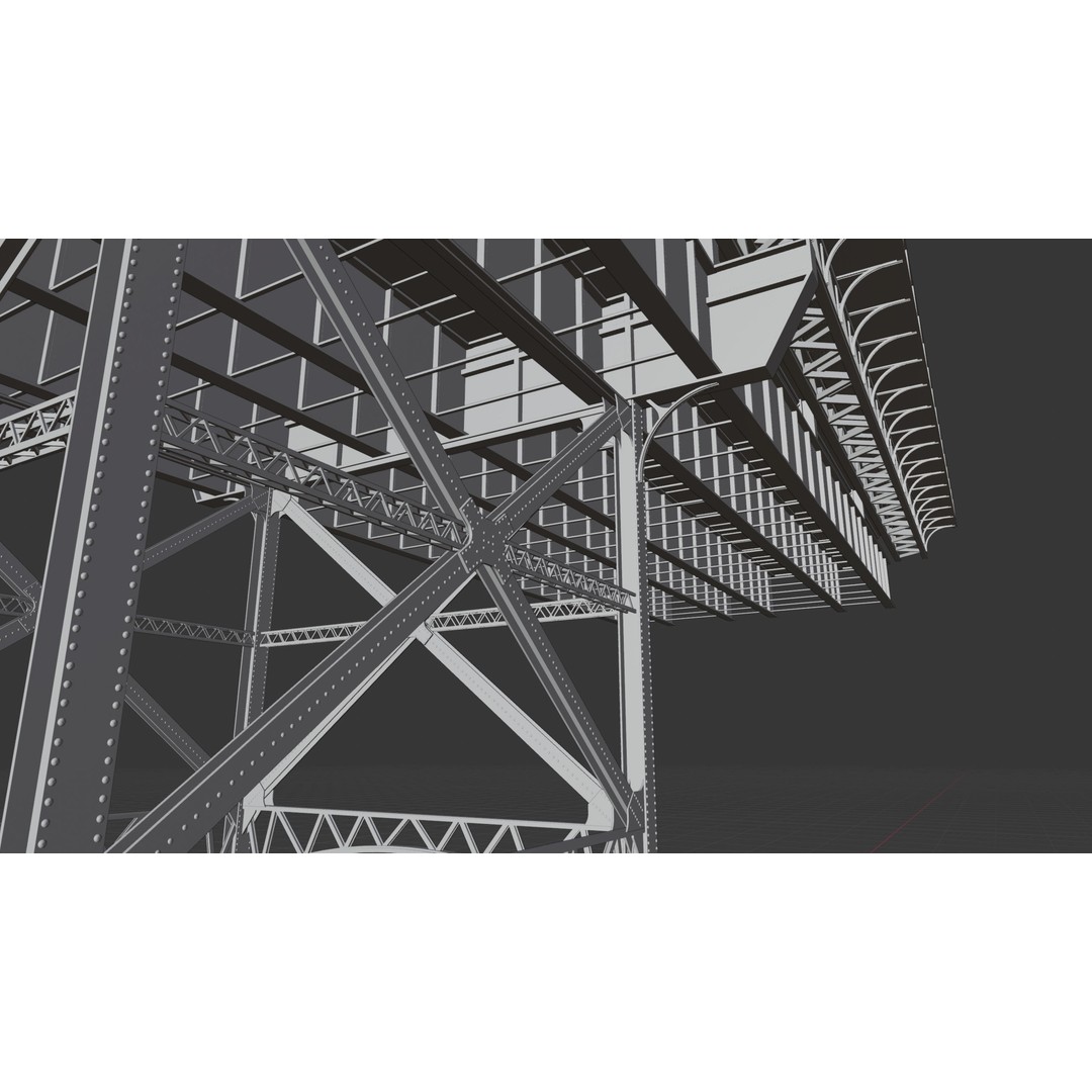 Modular Steel Bridge 3D Model – Game Ready, Blender, FBX Formats - View 6