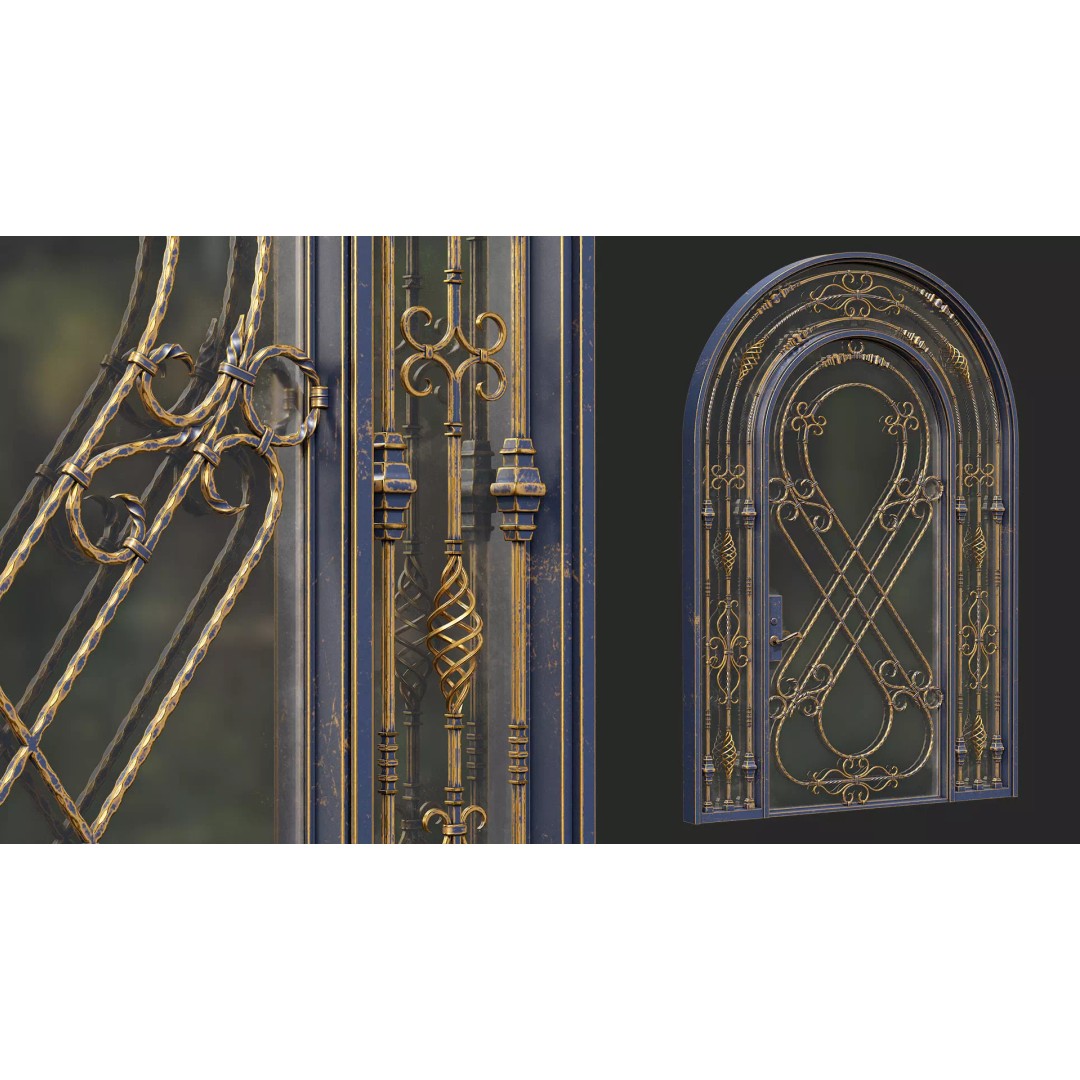 Forged Iron Gate 3D Model – PBR Textures, 4k Resolution, FBX - View 2