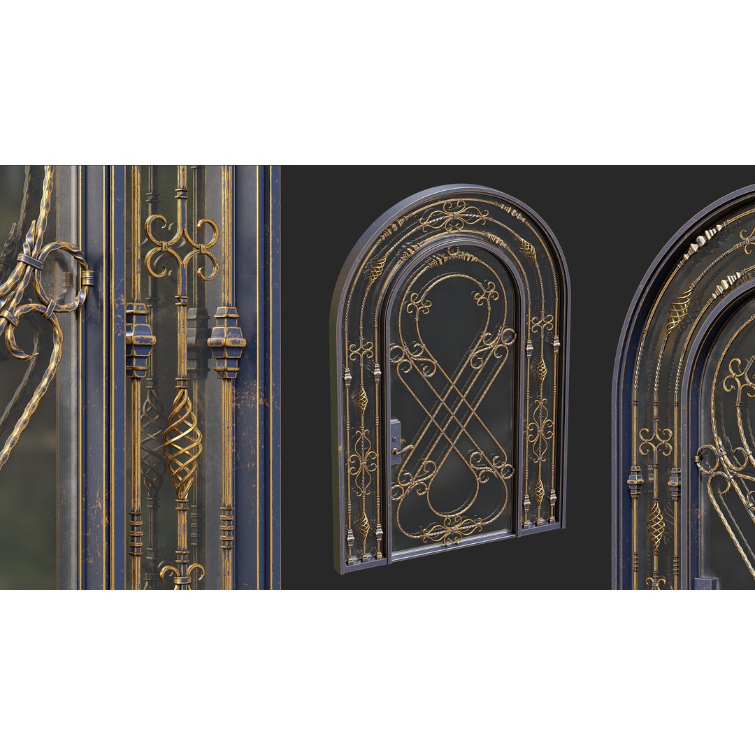 Forged Iron Gate 3D Model – PBR Textures, 4k Resolution, FBX - View 3
