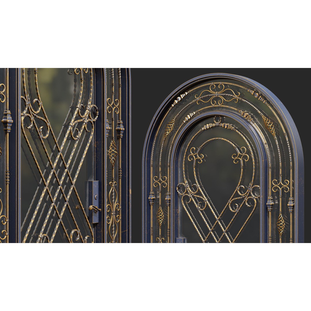 Forged Iron Gate 3D Model – PBR Textures, 4k Resolution, FBX - View 4