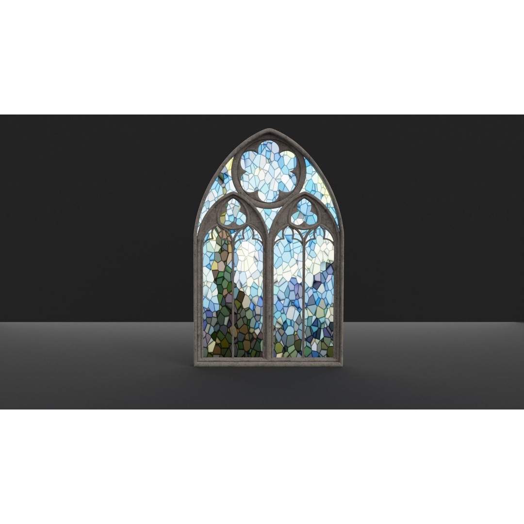 Gothic Church Windows 3D Model – Low Poly PBR Architectural Asset - View 3
