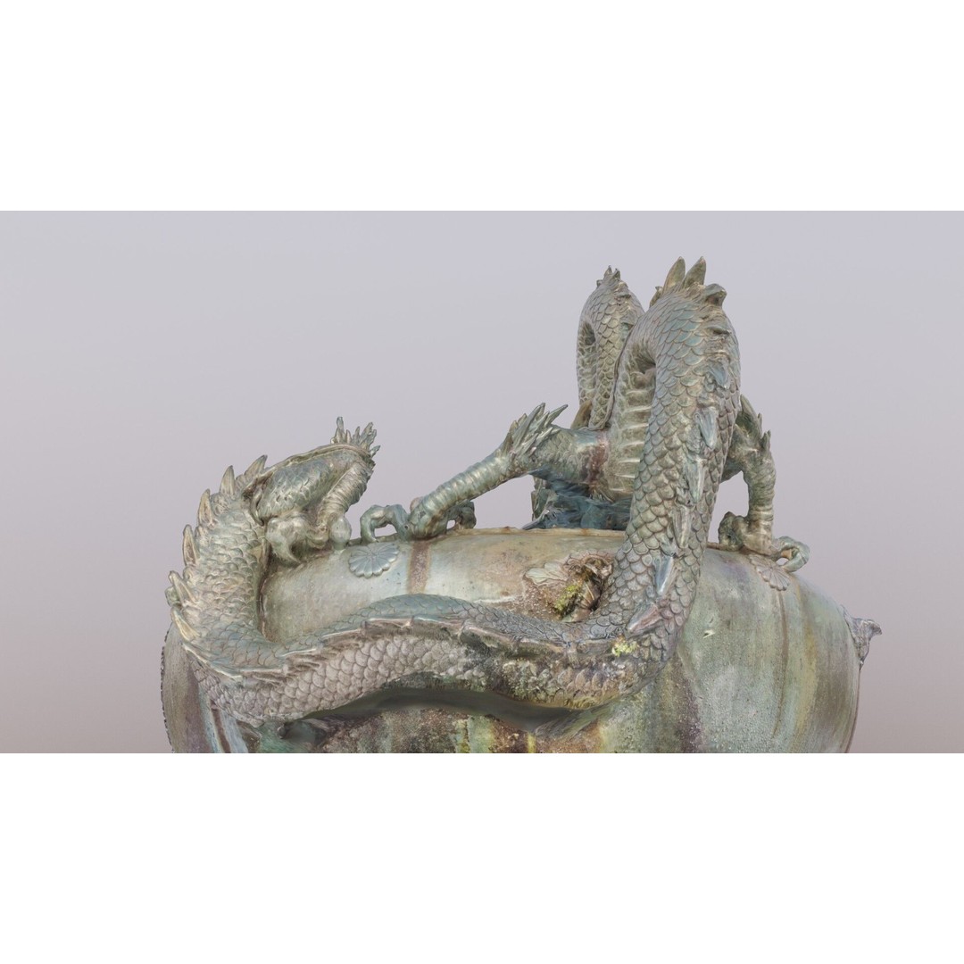 Japanese Dragon Fountain 3D Model – Low Poly PBR Architectural Asset, Blender - View 10