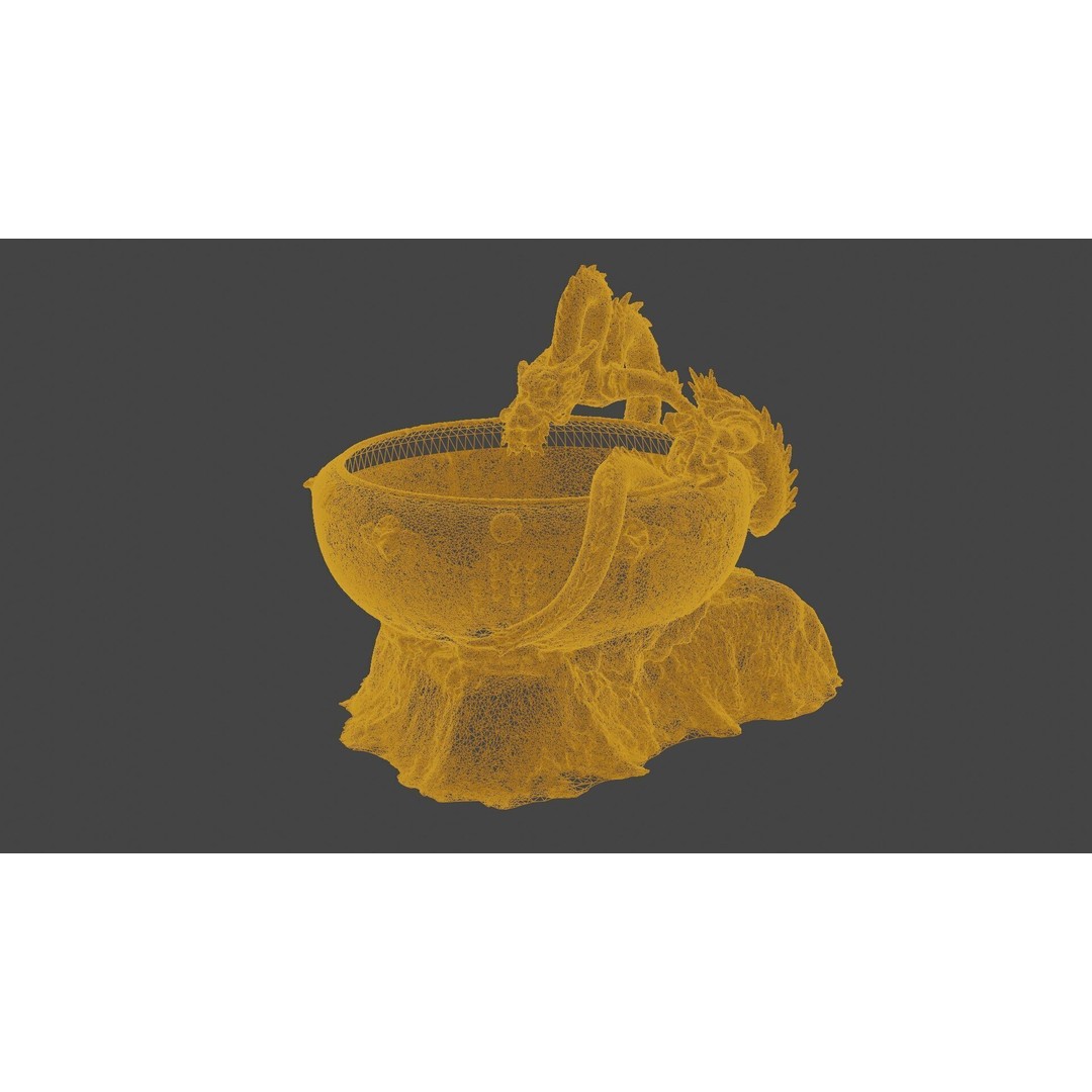 Japanese Dragon Fountain 3D Model – Low Poly PBR Architectural Asset, Blender - View 16