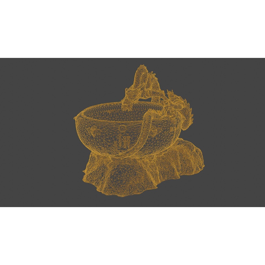 Japanese Dragon Fountain 3D Model – Low Poly PBR Architectural Asset, Blender - View 18