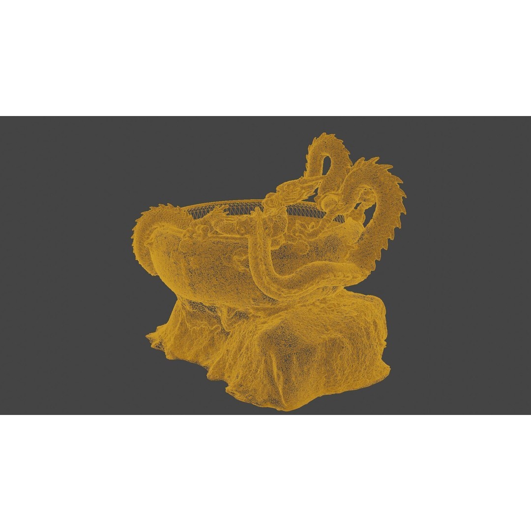 Japanese Dragon Fountain 3D Model – Low Poly PBR Architectural Asset, Blender - View 22