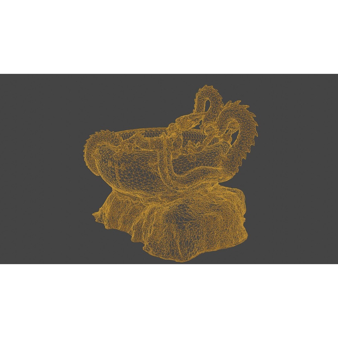 Japanese Dragon Fountain 3D Model – Low Poly PBR Architectural Asset, Blender - View 24