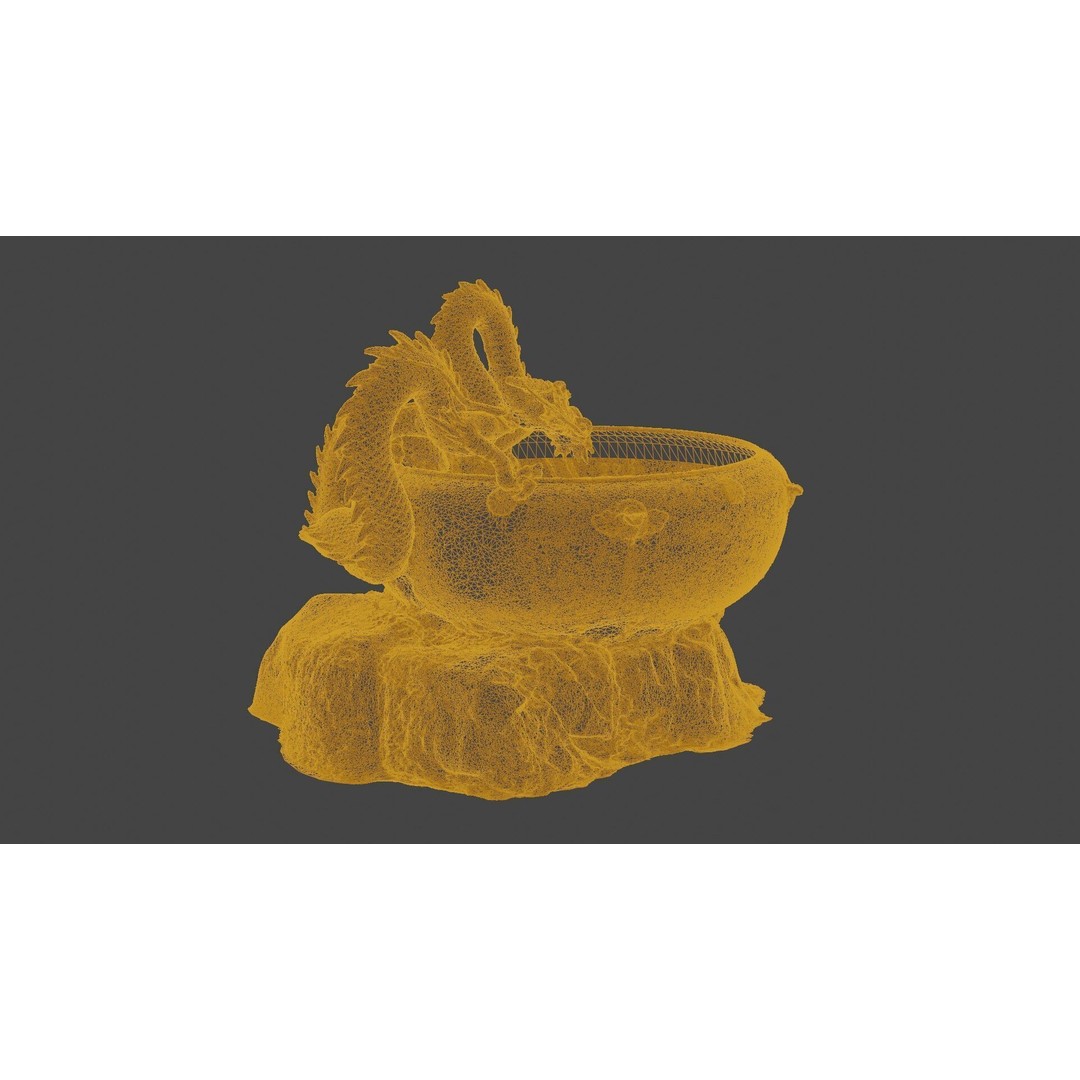 Japanese Dragon Fountain 3D Model – Low Poly PBR Architectural Asset, Blender - View 28
