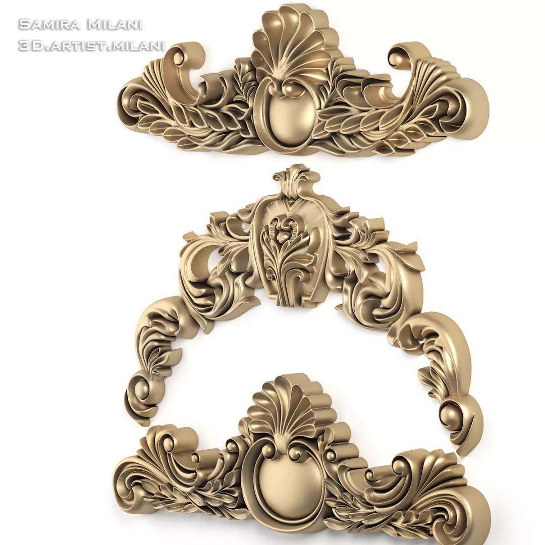 Ornament Pack 1 3D Model – Luxury Carved Decoration, FBX, STL, OBJ - View 10