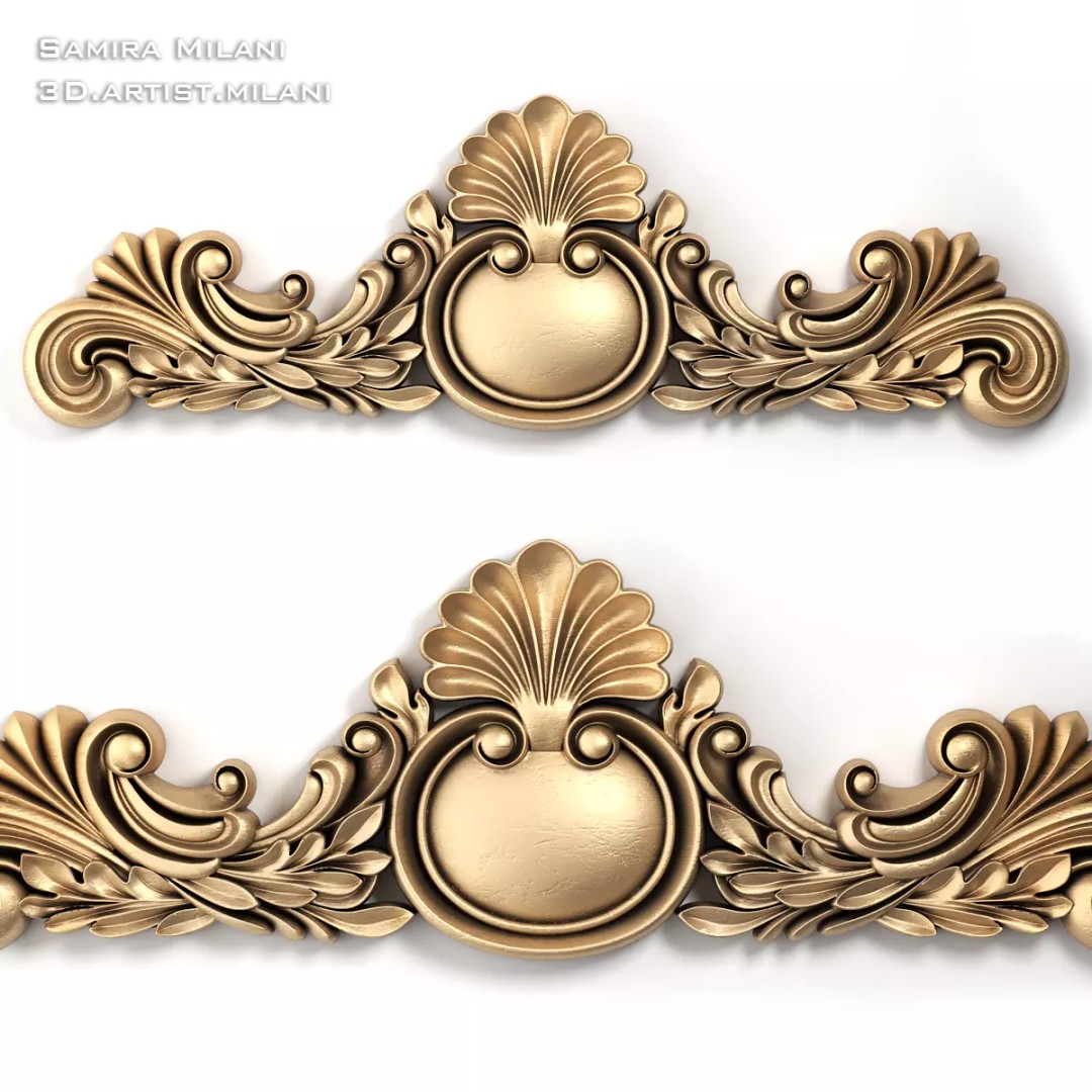 Ornament Pack 1 3D Model – Luxury Carved Decoration, FBX, STL, OBJ - View 11