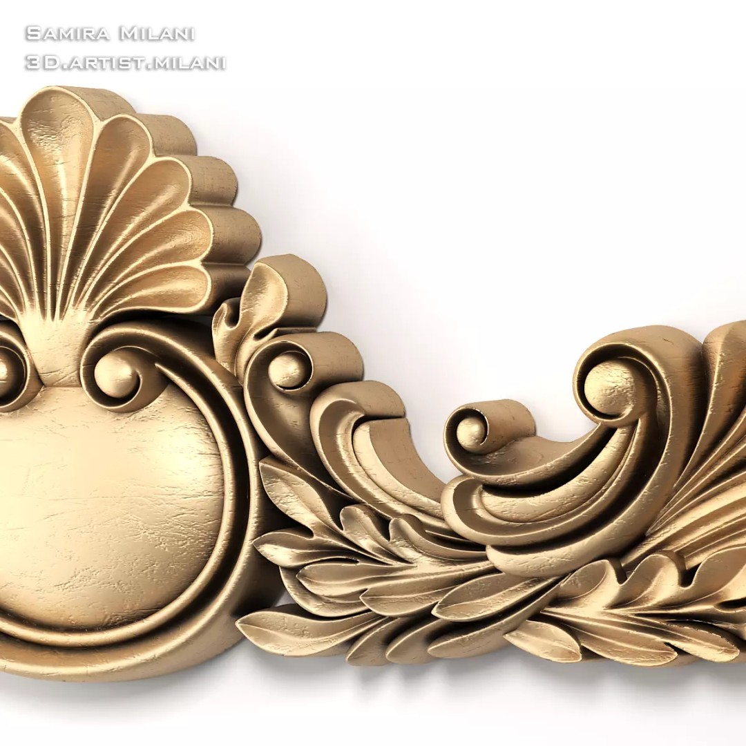 Ornament Pack 1 3D Model – Luxury Carved Decoration, FBX, STL, OBJ - View 13
