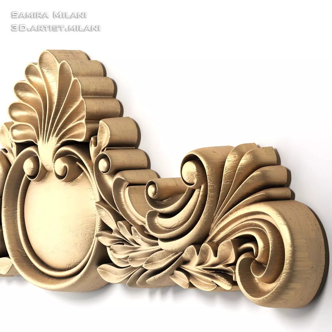 Ornament Pack 1 3D Model – Luxury Carved Decoration, FBX, STL, OBJ - View 14