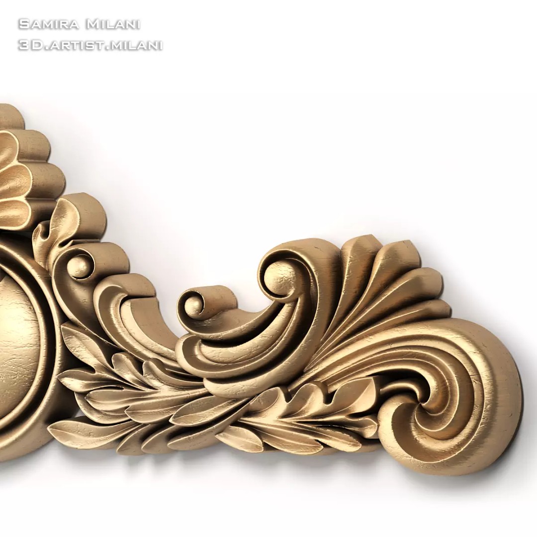 Ornament Pack 1 3D Model – Luxury Carved Decoration, FBX, STL, OBJ - View 15