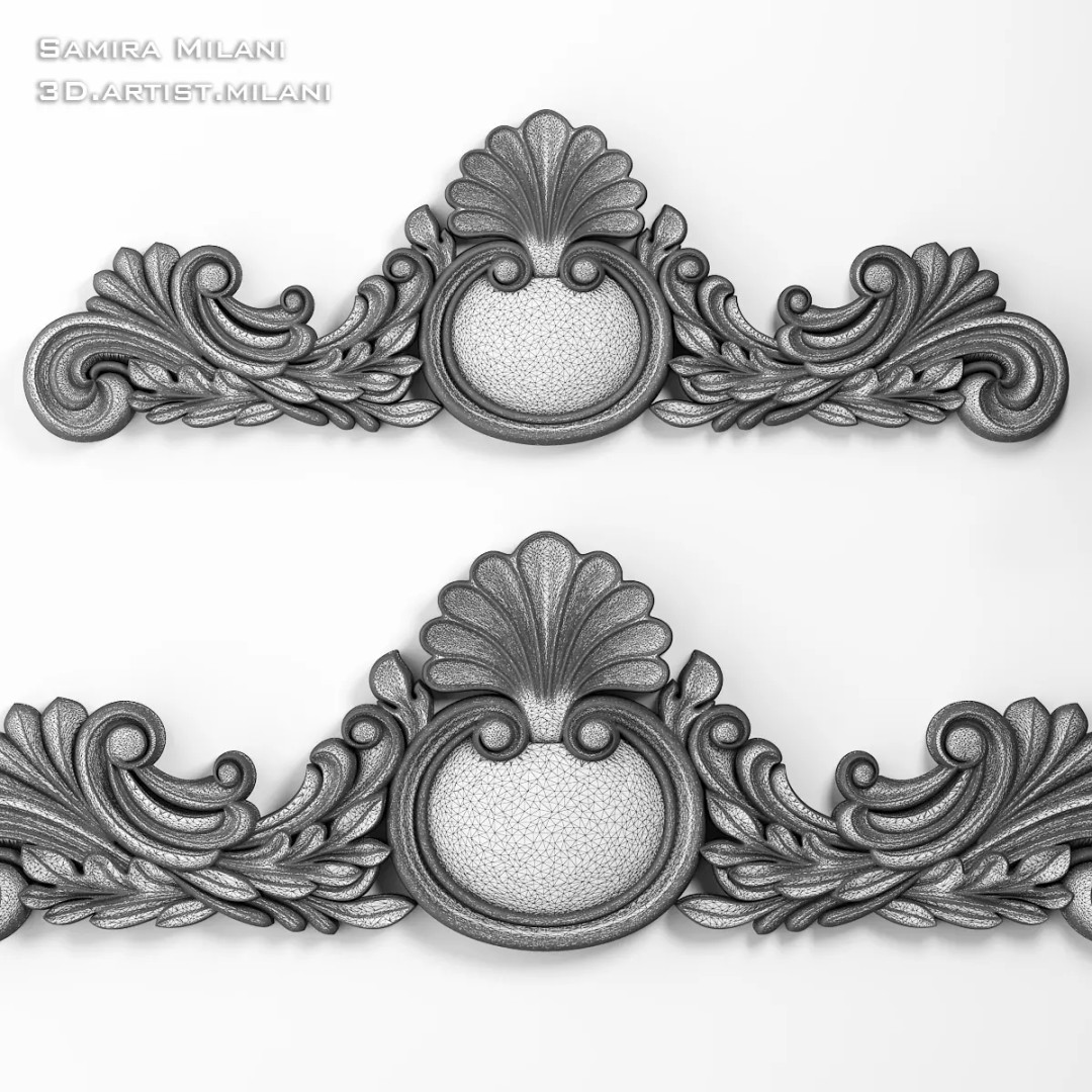 Ornament Pack 1 3D Model – Luxury Carved Decoration, FBX, STL, OBJ - View 18