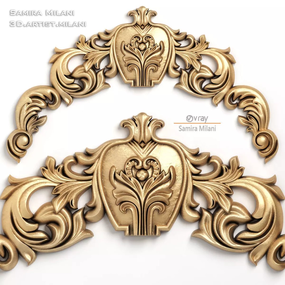 Ornament Pack 1 3D Model – Luxury Carved Decoration, FBX, STL, OBJ - View 19