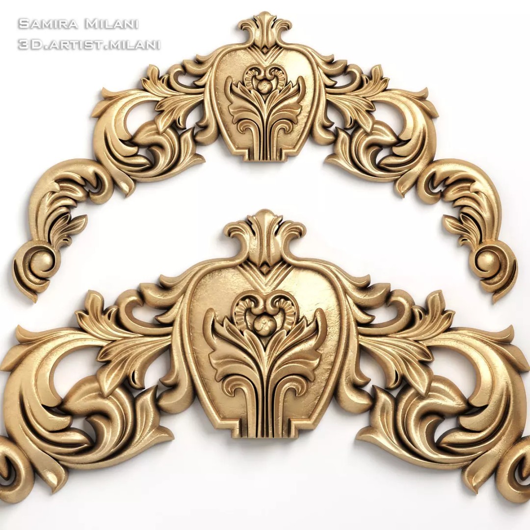 Ornament Pack 1 3D Model – Luxury Carved Decoration, FBX, STL, OBJ - View 20