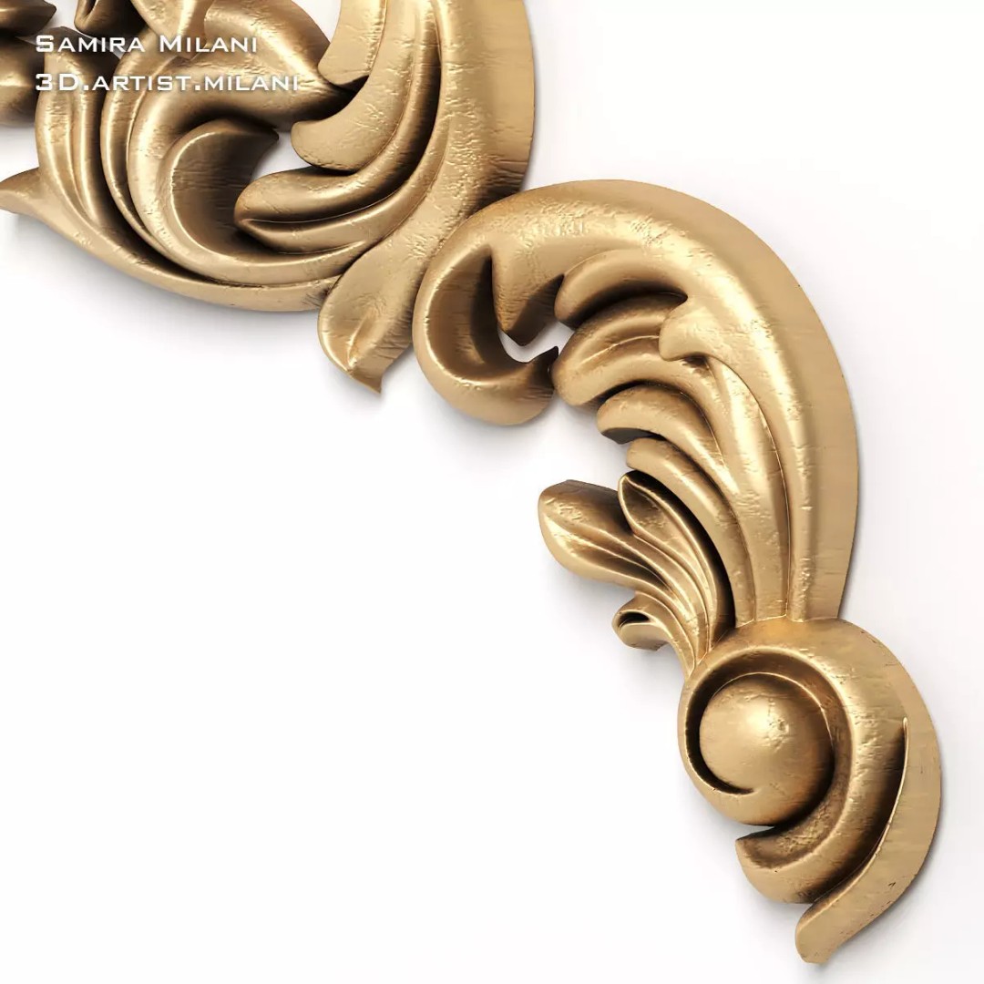 Ornament Pack 1 3D Model – Luxury Carved Decoration, FBX, STL, OBJ - View 23