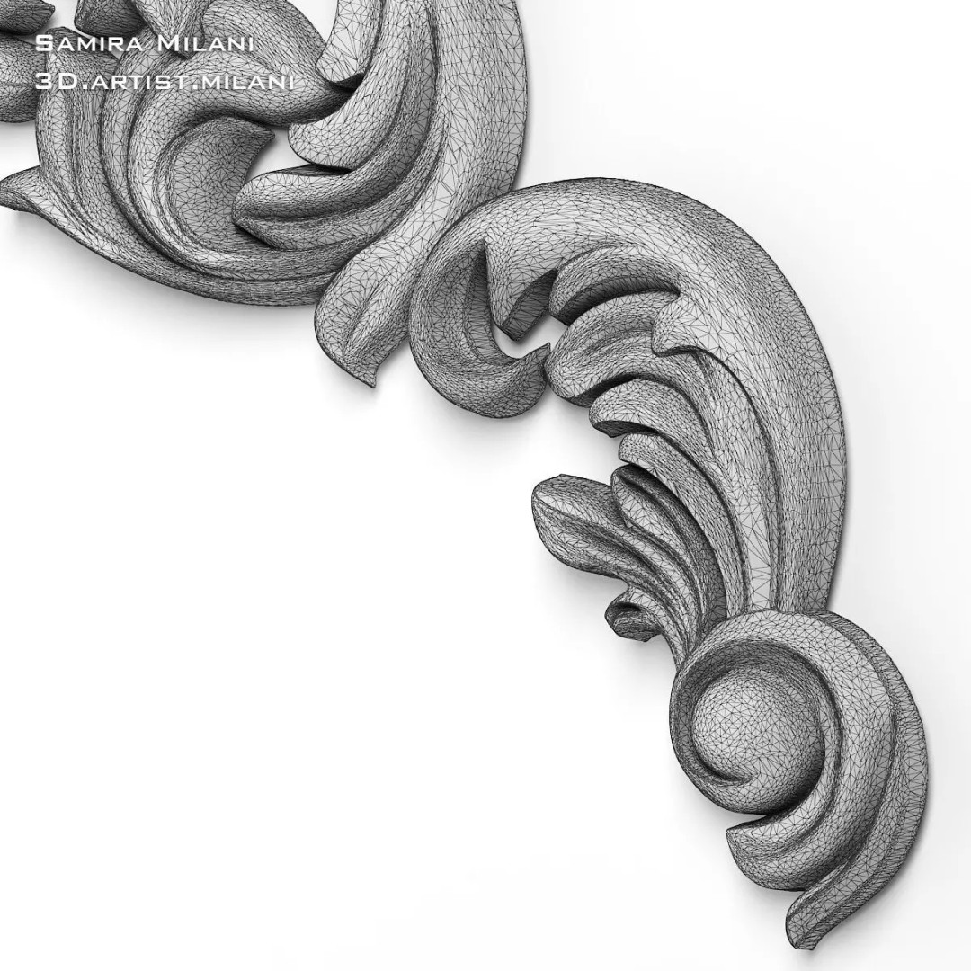 Ornament Pack 1 3D Model – Luxury Carved Decoration, FBX, STL, OBJ - View 25