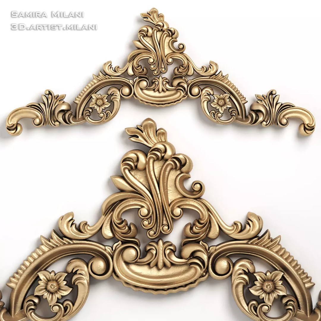 Ornament Pack 1 3D Model – Luxury Carved Decoration, FBX, STL, OBJ - View 27