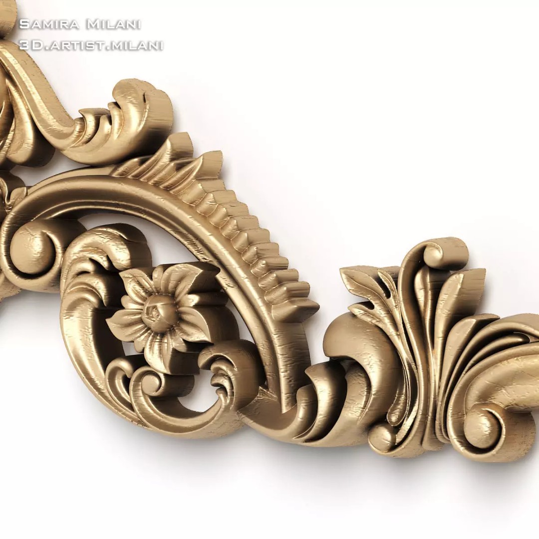 Ornament Pack 1 3D Model – Luxury Carved Decoration, FBX, STL, OBJ - View 30