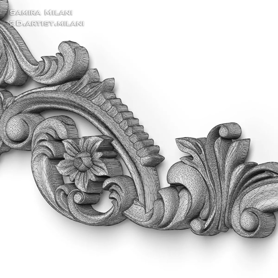 Ornament Pack 1 3D Model – Luxury Carved Decoration, FBX, STL, OBJ - View 32