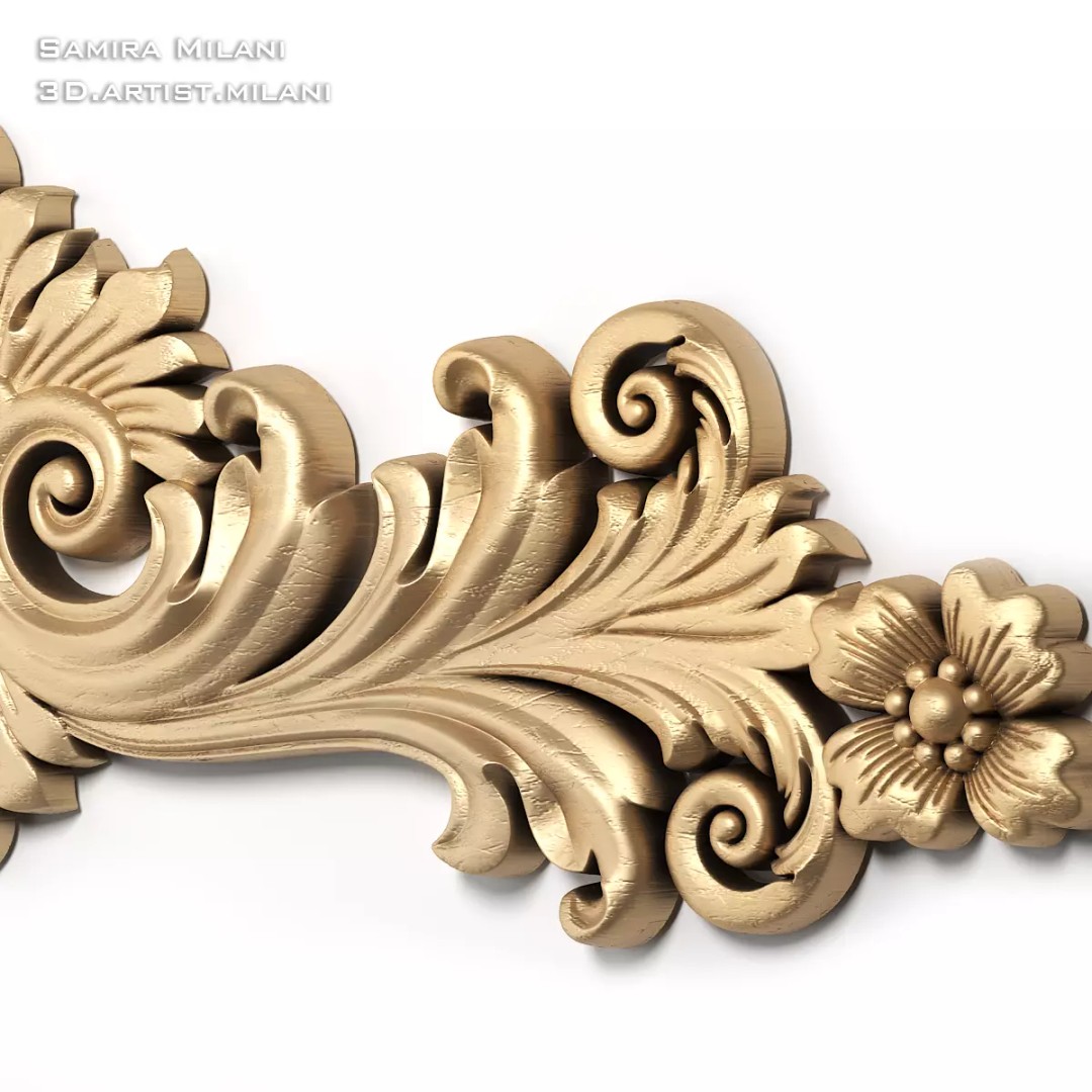 Ornament Pack 1 3D Model – Luxury Carved Decoration, FBX, STL, OBJ - View 43