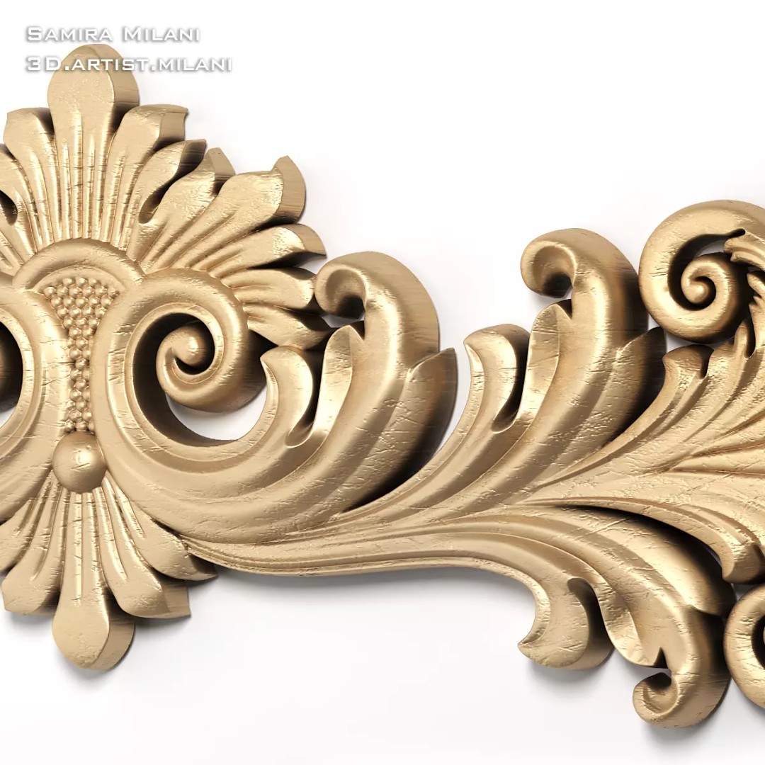 Ornament Pack 1 3D Model – Luxury Carved Decoration, FBX, STL, OBJ - View 44