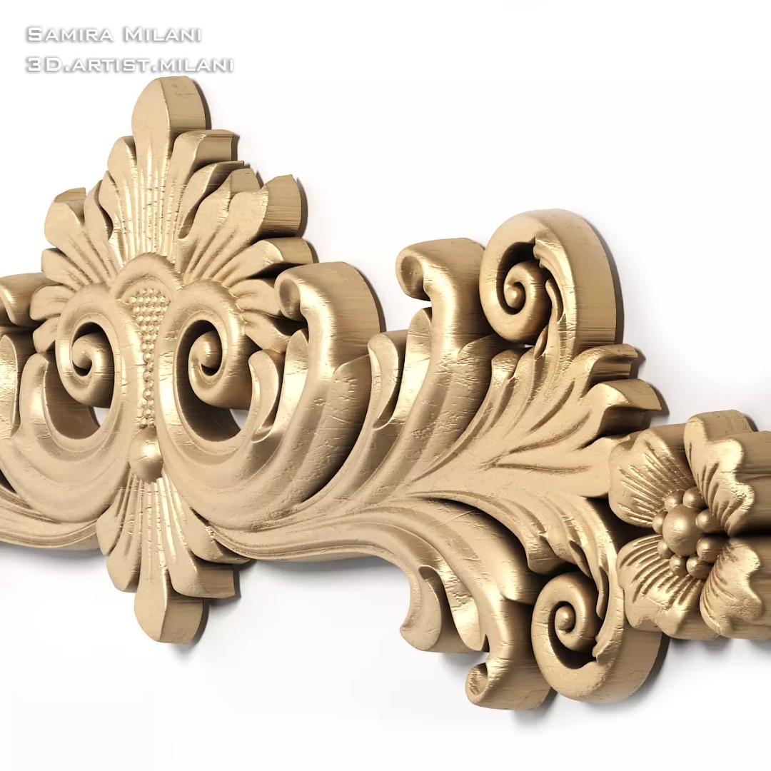 Ornament Pack 1 3D Model – Luxury Carved Decoration, FBX, STL, OBJ - View 45
