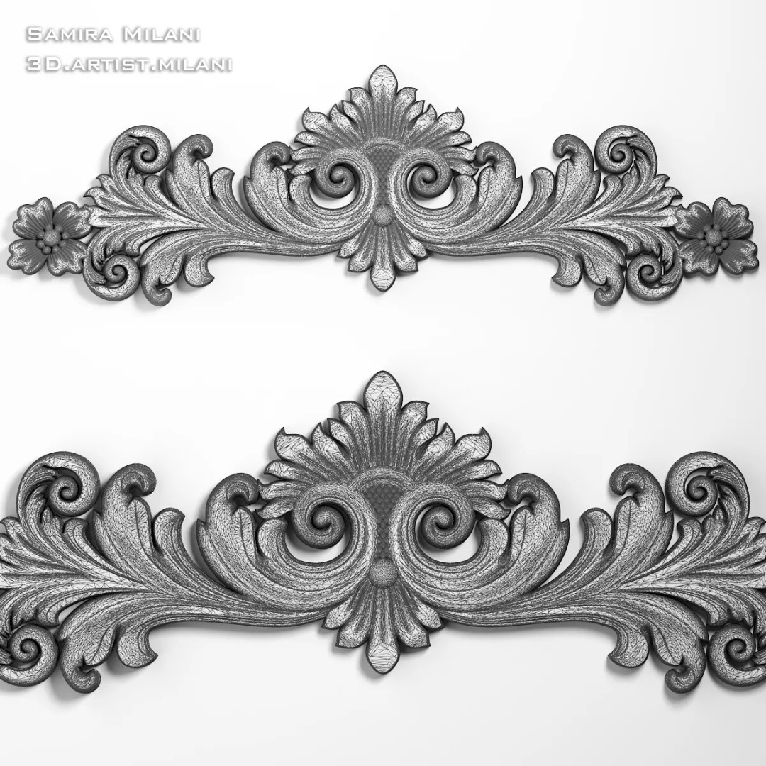 Ornament Pack 1 3D Model – Luxury Carved Decoration, FBX, STL, OBJ - View 48