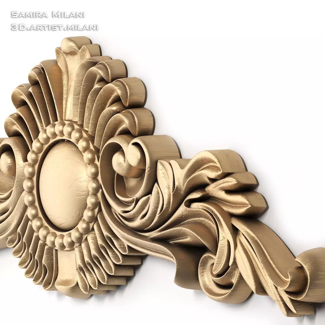 Ornament Pack 1 3D Model – Luxury Carved Decoration, FBX, STL, OBJ - View 53