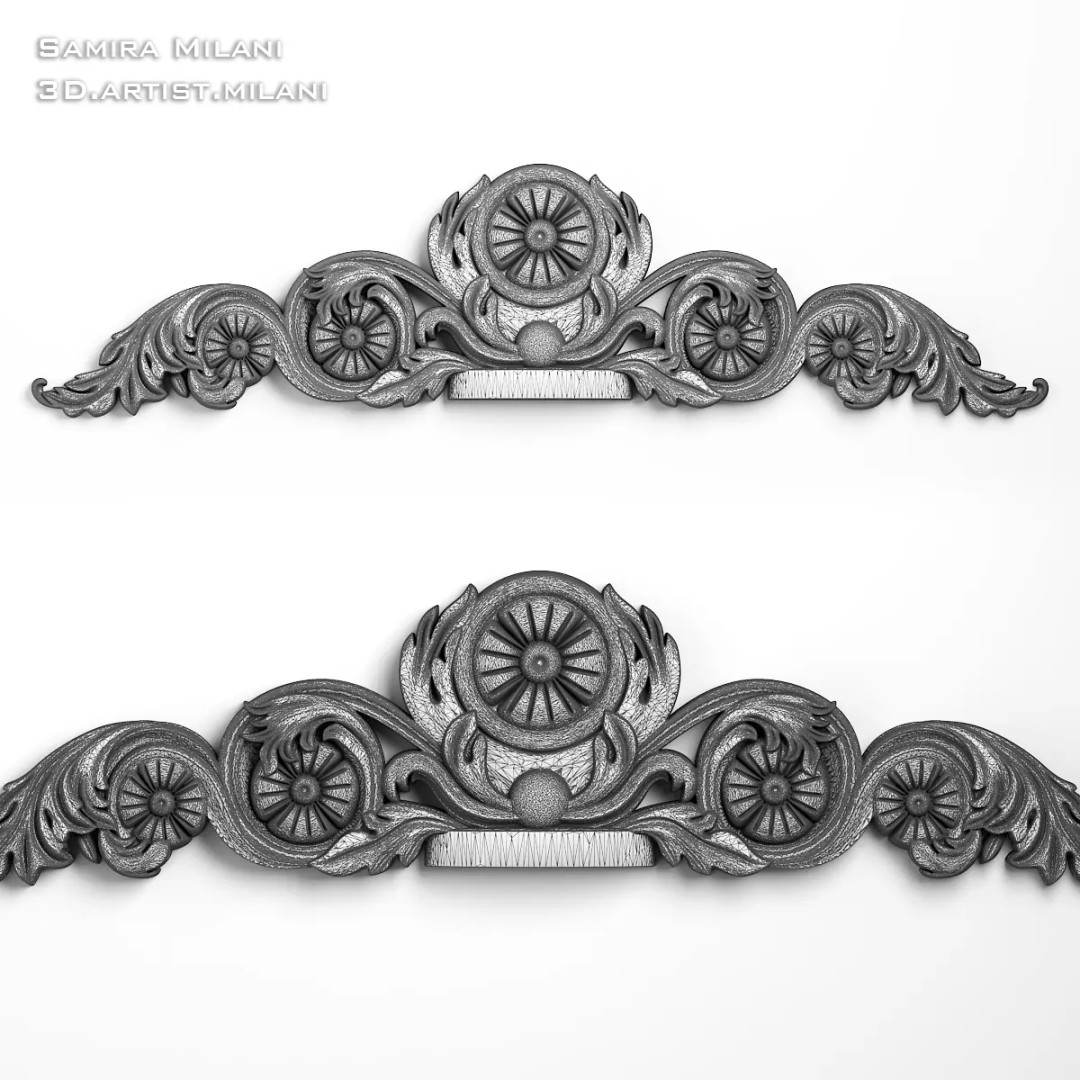 Ornament Pack 1 3D Model – Luxury Carved Decoration, FBX, STL, OBJ - View 64