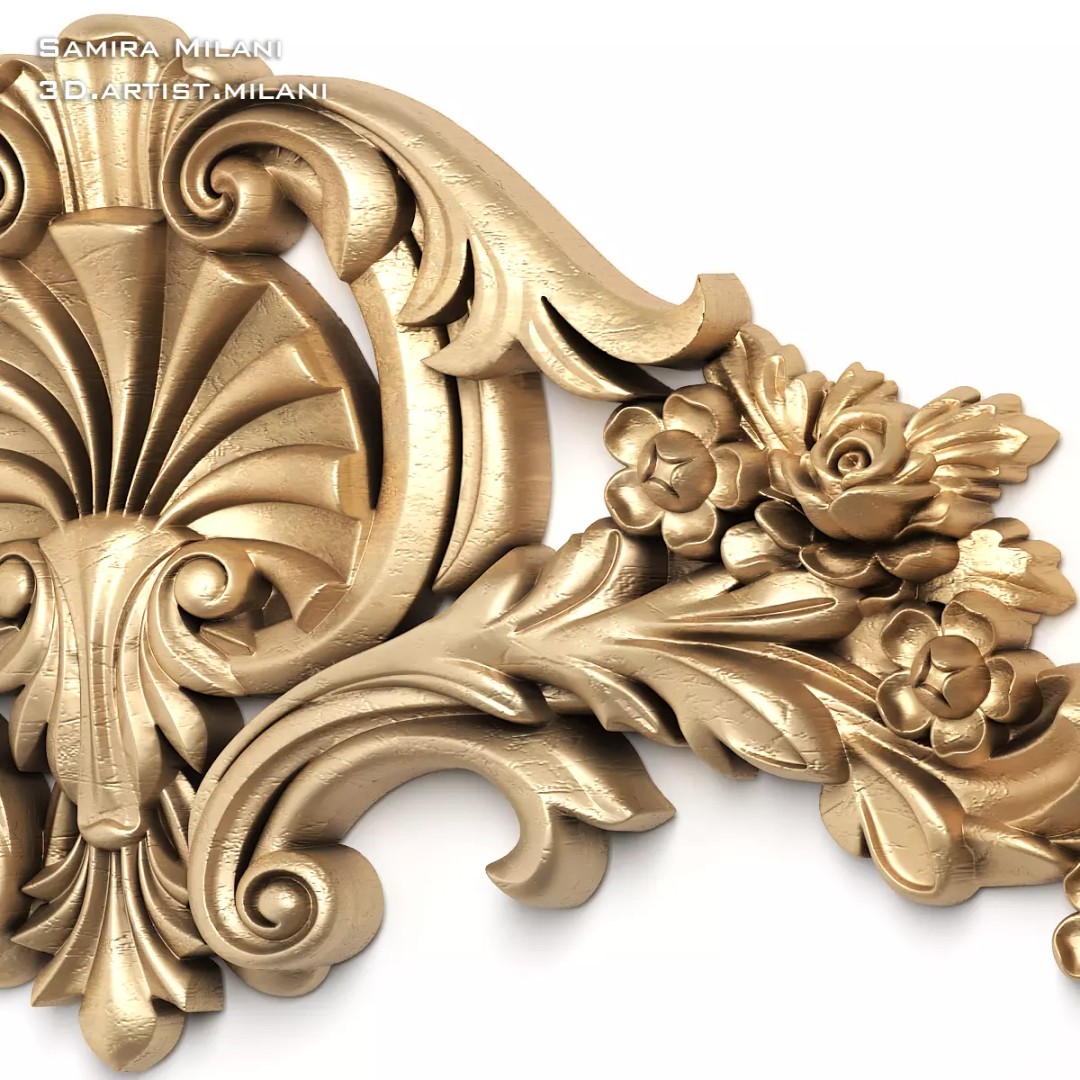 Ornament Pack 1 3D Model – Luxury Carved Decoration, FBX, STL, OBJ - View 67