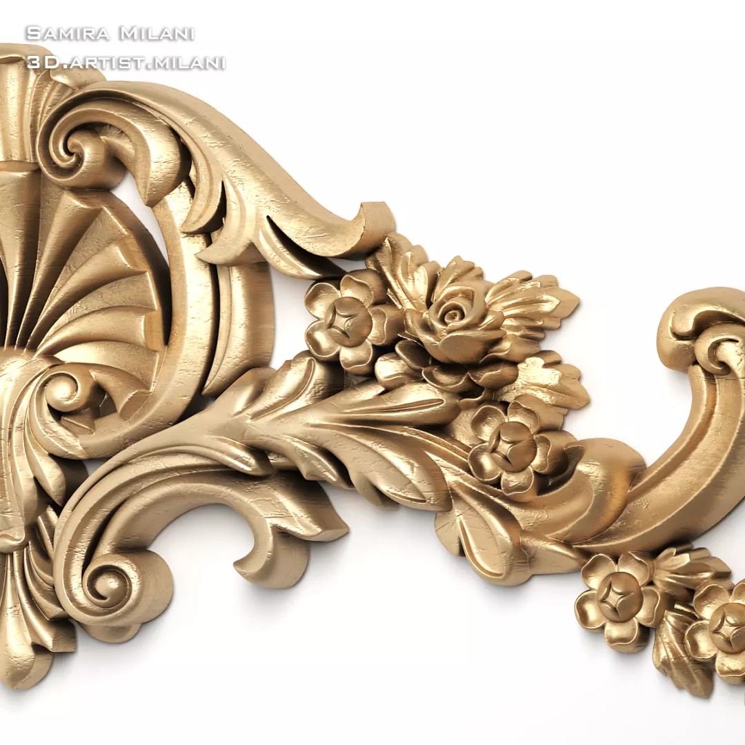 Ornament Pack 1 3D Model – Luxury Carved Decoration, FBX, STL, OBJ - View 68