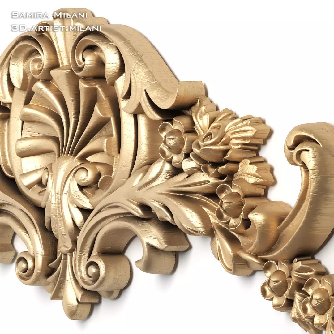 Ornament Pack 1 3D Model – Luxury Carved Decoration, FBX, STL, OBJ - View 69