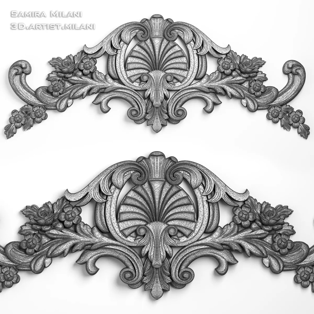 Ornament Pack 1 3D Model – Luxury Carved Decoration, FBX, STL, OBJ - View 72