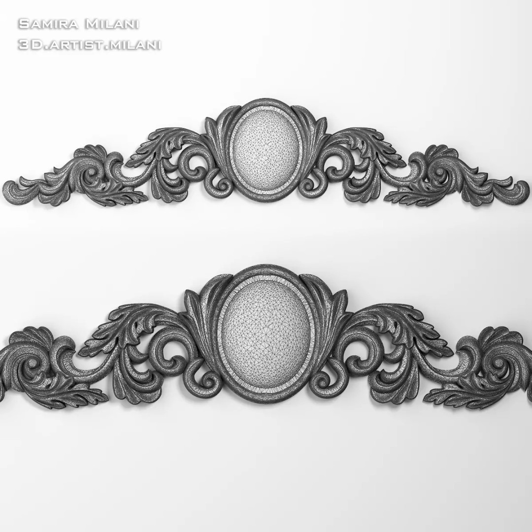 Ornament Pack 1 3D Model – Luxury Carved Decoration, FBX, STL, OBJ - View 80