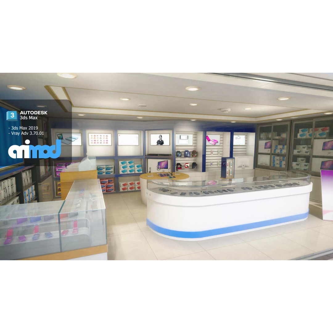 Taiwan Mobile Phone Shop 3D Model – Modern Interior Store Asset, FBX - View 2