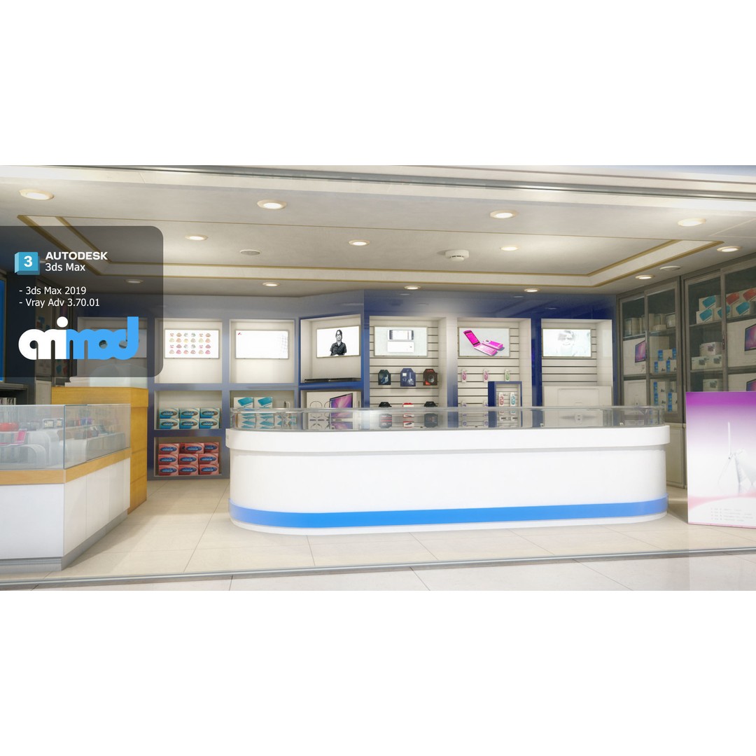 Taiwan Mobile Phone Shop 3D Model – Modern Interior Store Asset, FBX - View 4