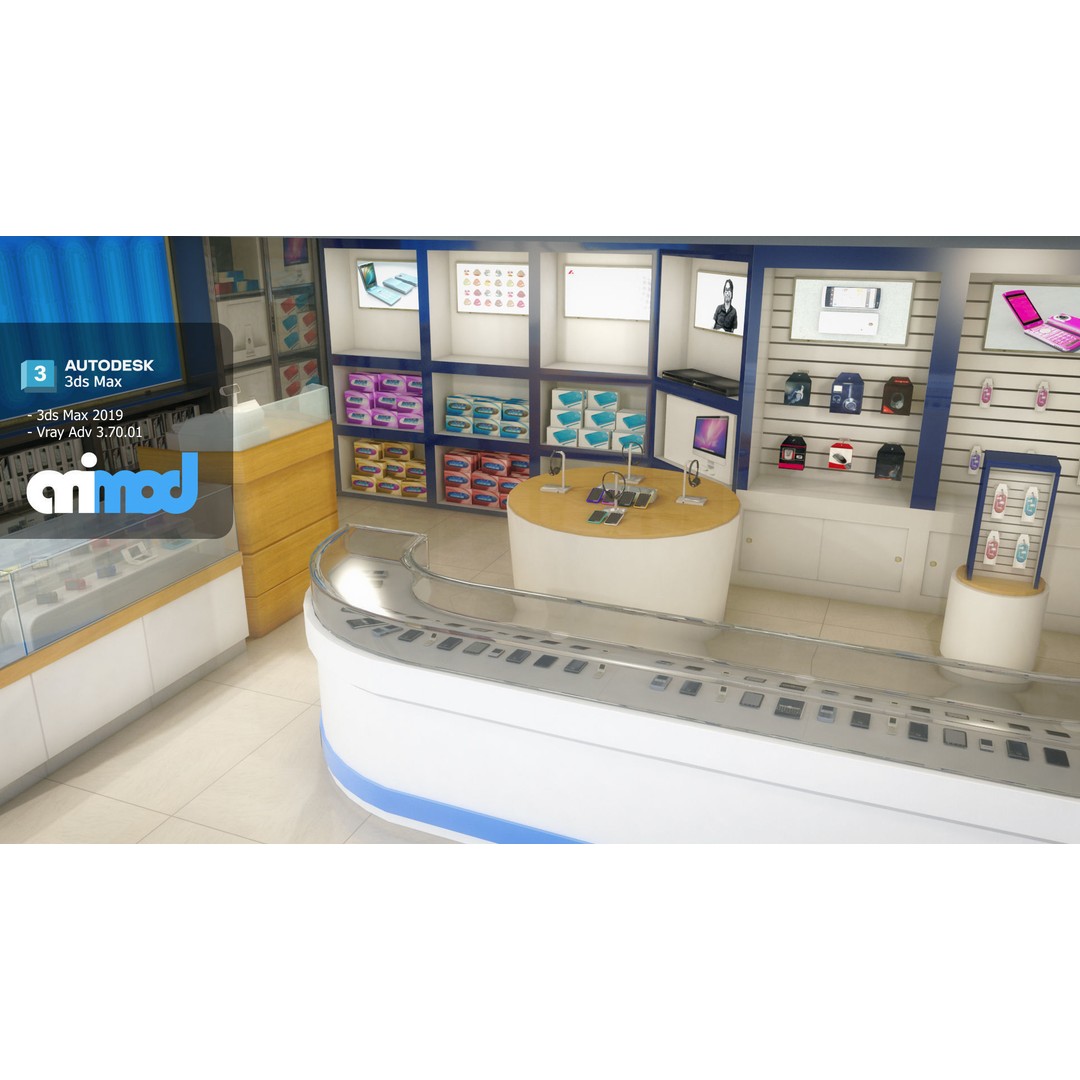 Taiwan Mobile Phone Shop 3D Model – Modern Interior Store Asset, FBX - View 5
