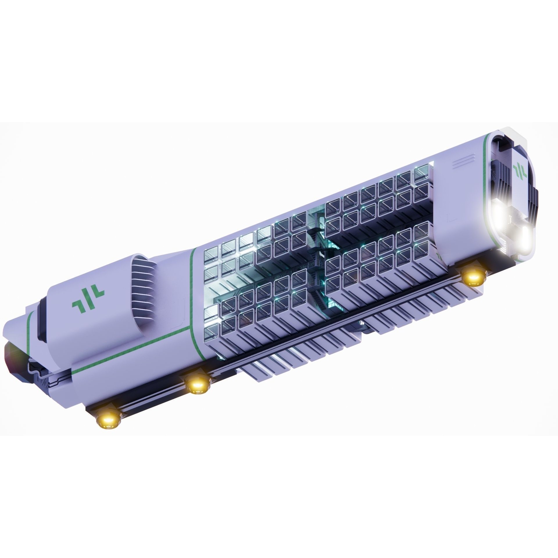 Sci-fi Airship Barge 004 - Game-Ready 3D Model - View 7